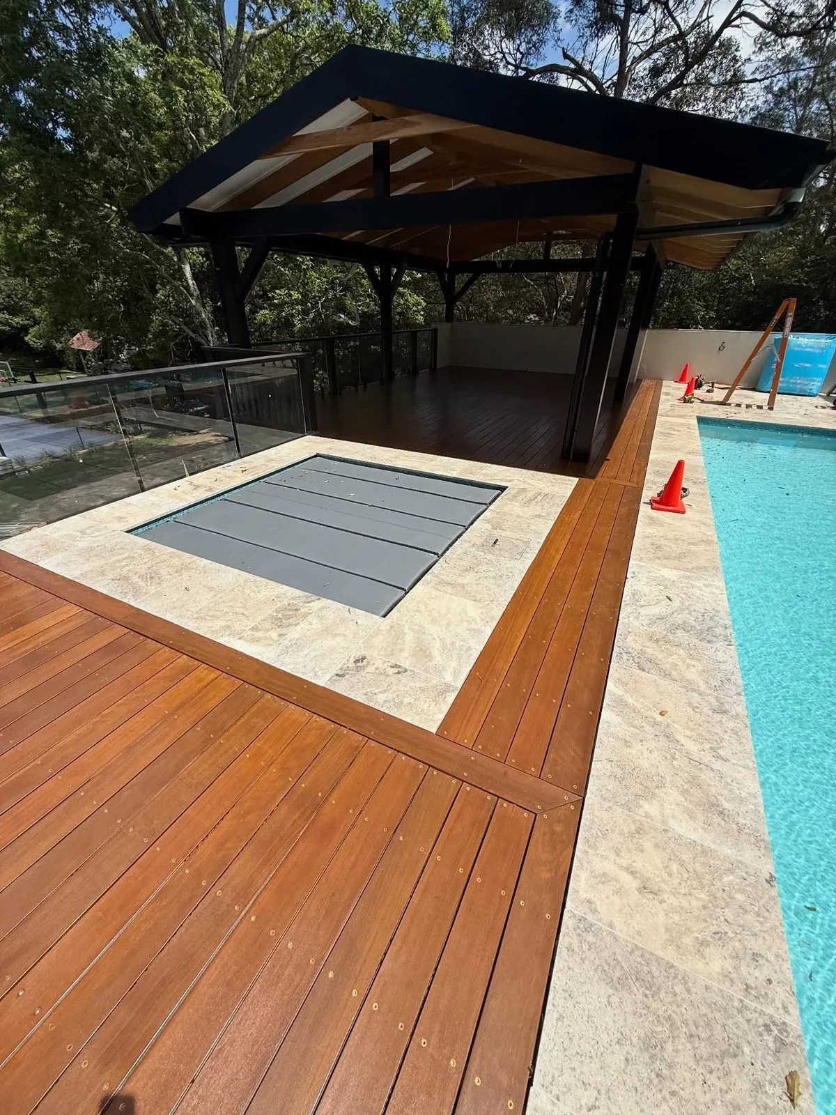 Hardwood pool deck oiling, Chapel Hill, photo 3
