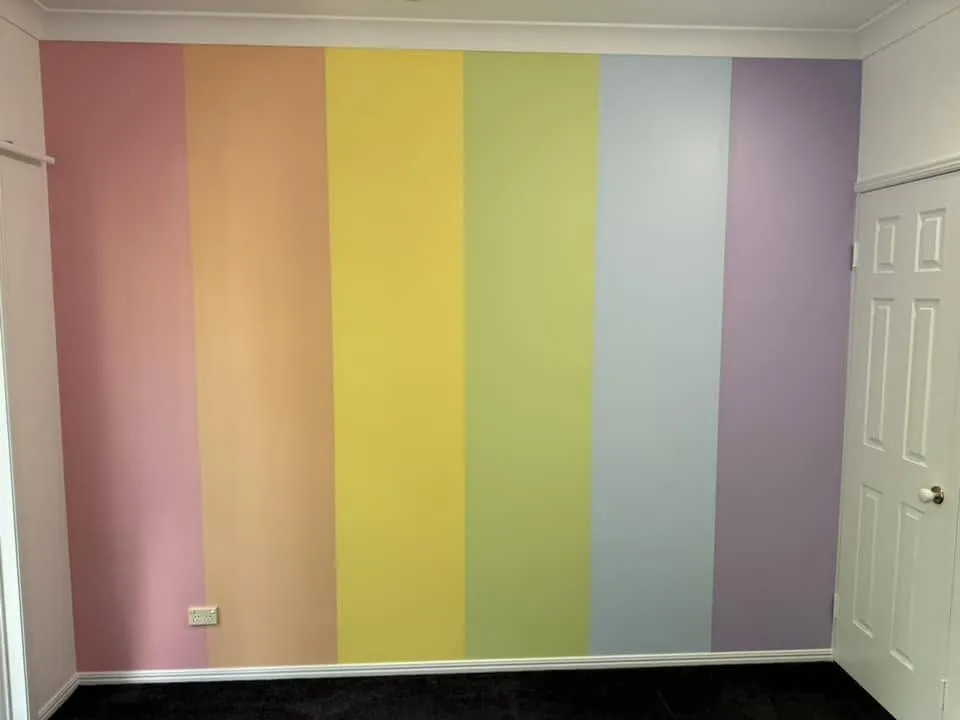 Kids' bedrooms with rainbow feature walls
